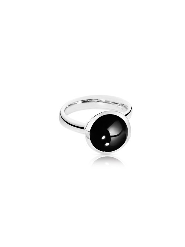 Tamara Comolli Bouton ring large white gold with onyx - Webshop